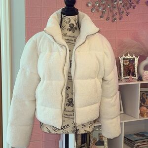 - New Juicy Couture Black Label Cream Puffer Coat
